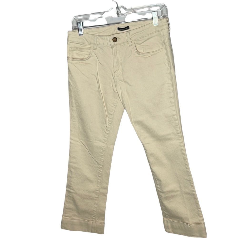 NWOT Massimo Dutti Ecru Ivory White Cropped Jeans. Size 6.‎